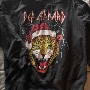 Def Leppard Black Graphic Crewneck Sweater